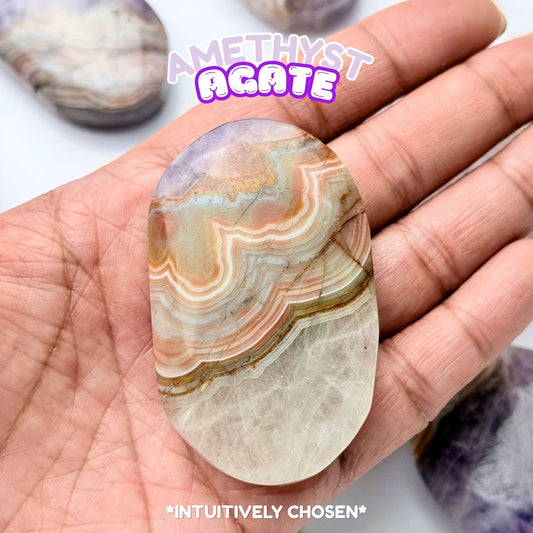 Amethyst Agate Palm Stone | Intuitively Chosen