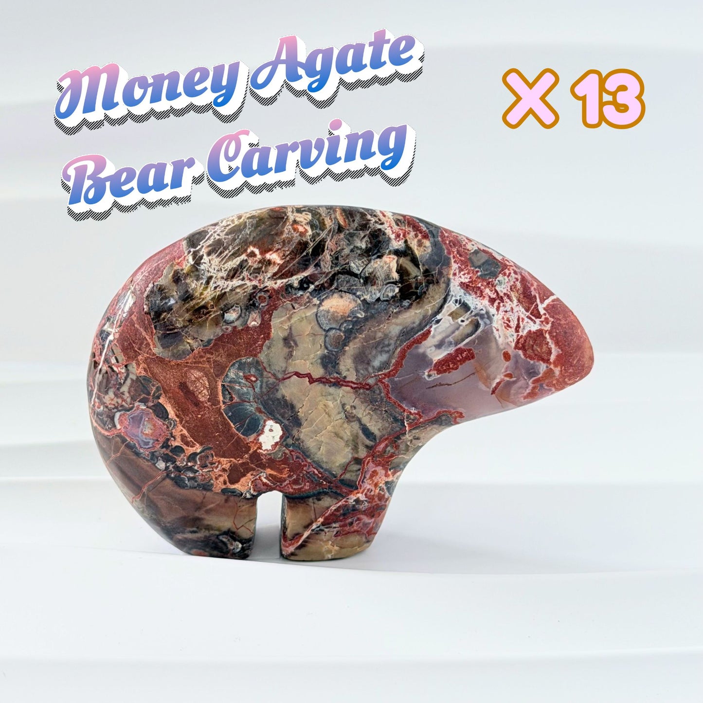 Money Agate Bear Carving | X13