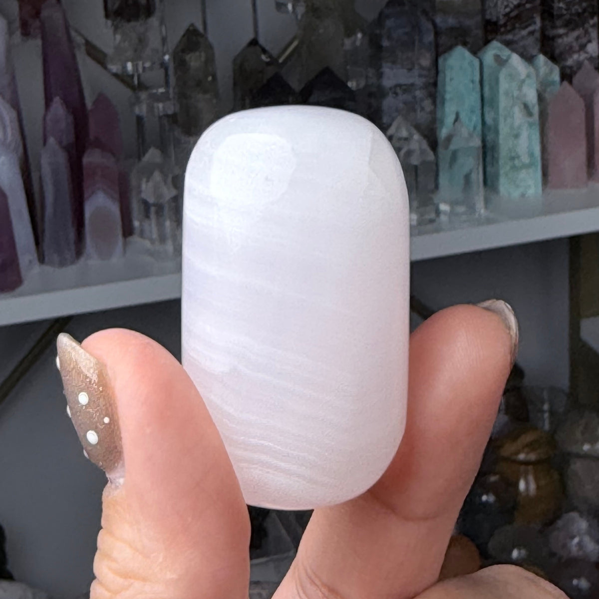 Pink Mangano Calcite Capsule UV-reactive | XL Tumbles | Intuitively Chosen