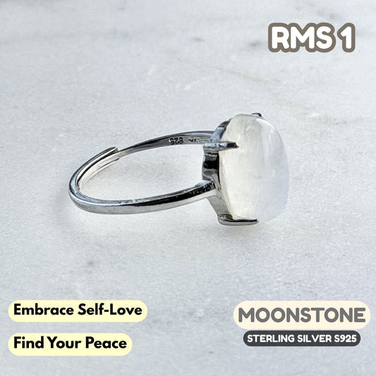 Moonstone Ring on Sterling Silver S925 | RMS1