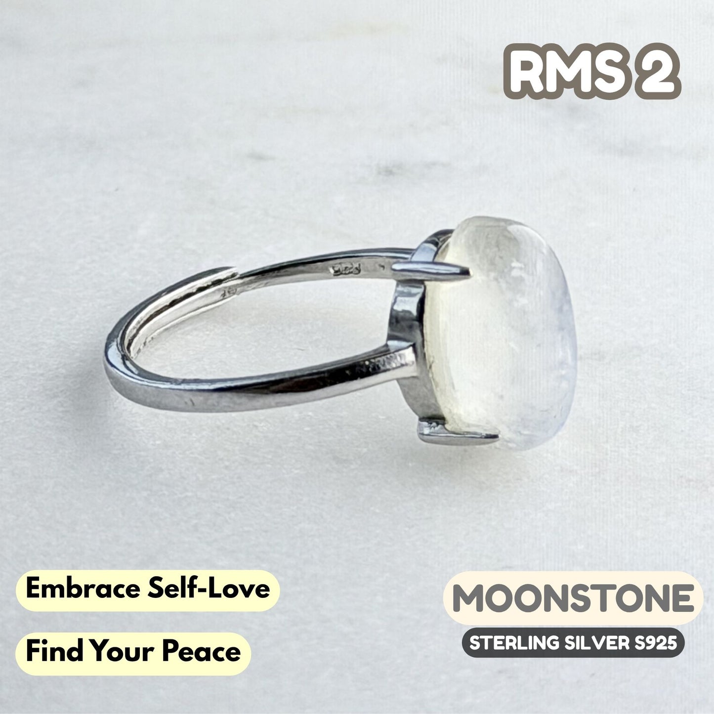Moonstone Ring on Sterling Silver S925 | RMS2