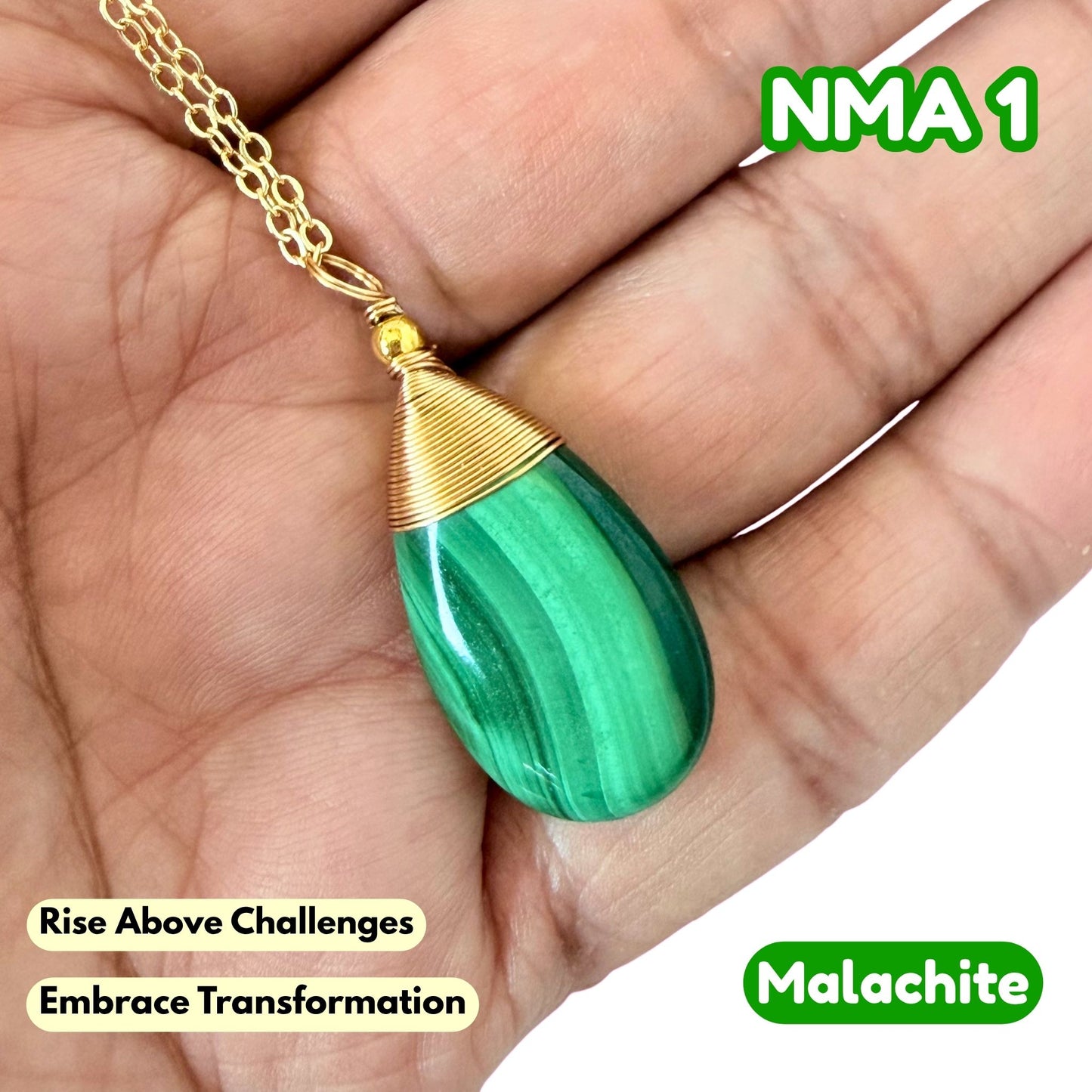 Malachite Teardrop Pendant | NMA1