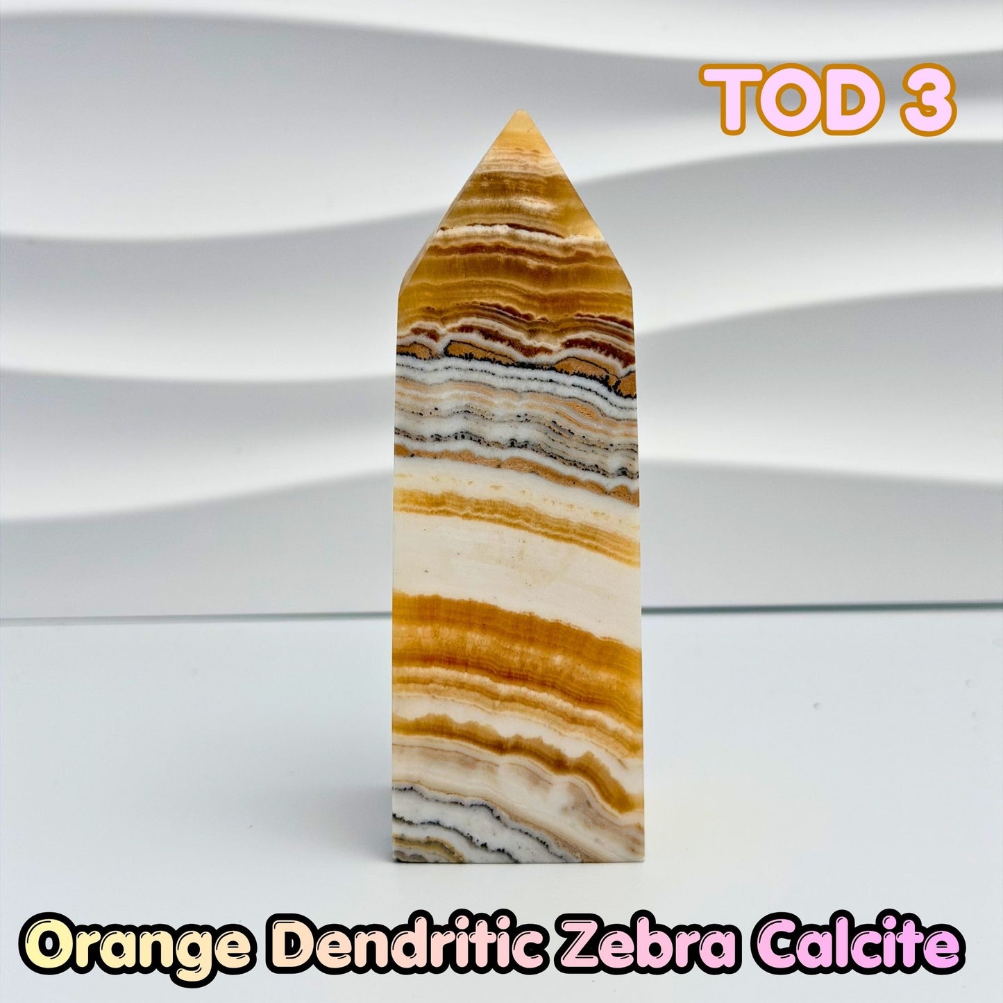 Orange Dedritic Zebra Calcite Obelisk Tower | TOD3