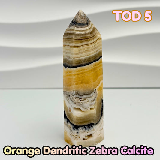 Orange Dedritic Zebra Calcite Obelisk Tower | TOD5