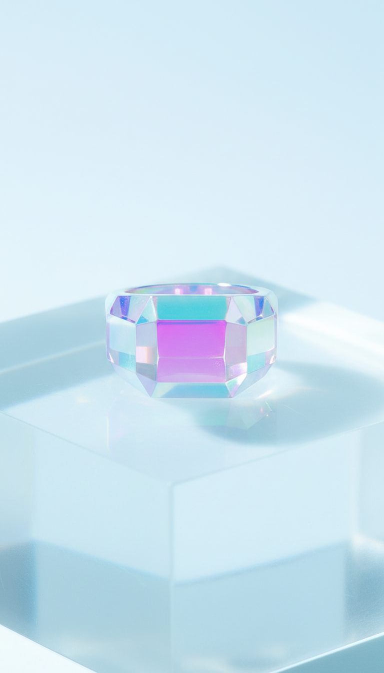 Holographic Acrylic Statement Ring
