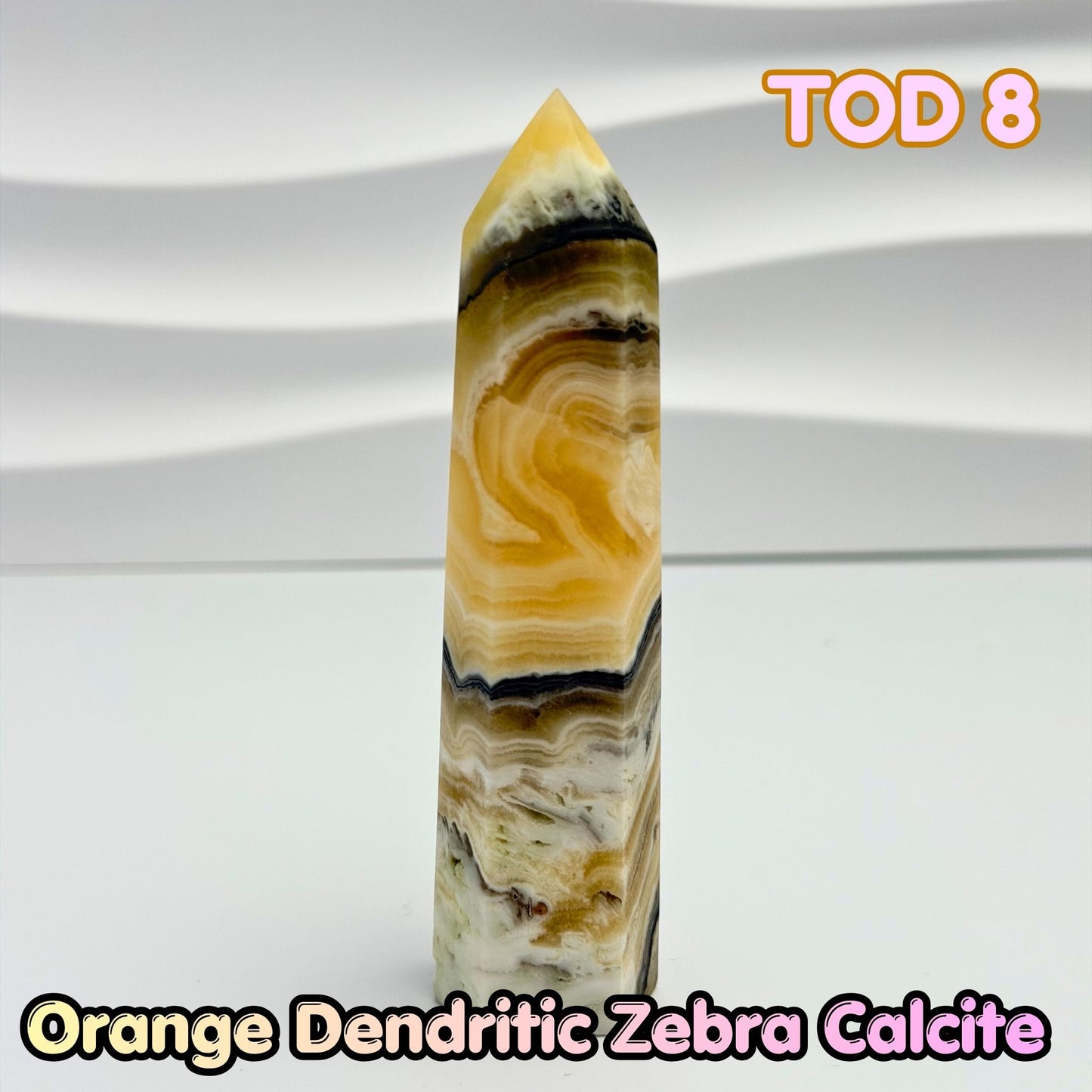 Orange Dedritic Zebra Calcite Obelisk Tower | TOD8