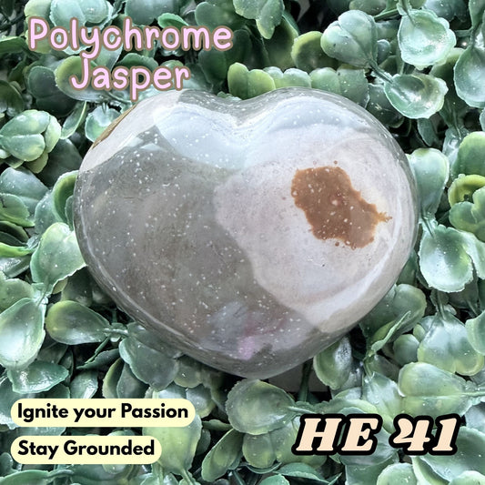 Polychrome Jasper Heart Crystal Carving | He 41
