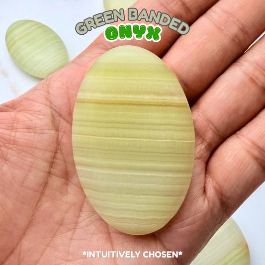 Green Banded Onyx Palm Stone | Intuitively Chosen