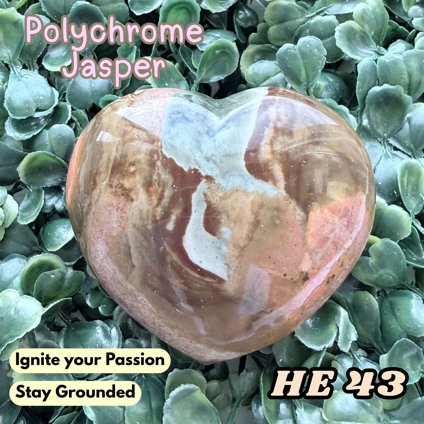 Polychrome Jasper Heart Crystal Carving | He 43