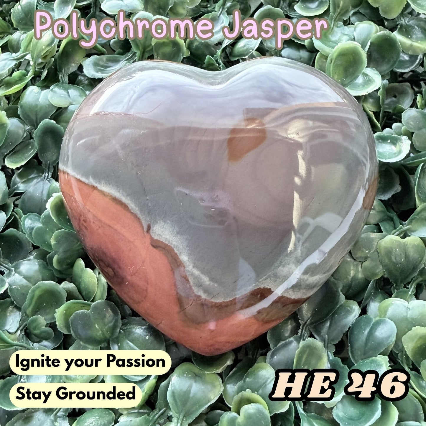 Polychrome Jasper Heart Crystal Carving | He 46