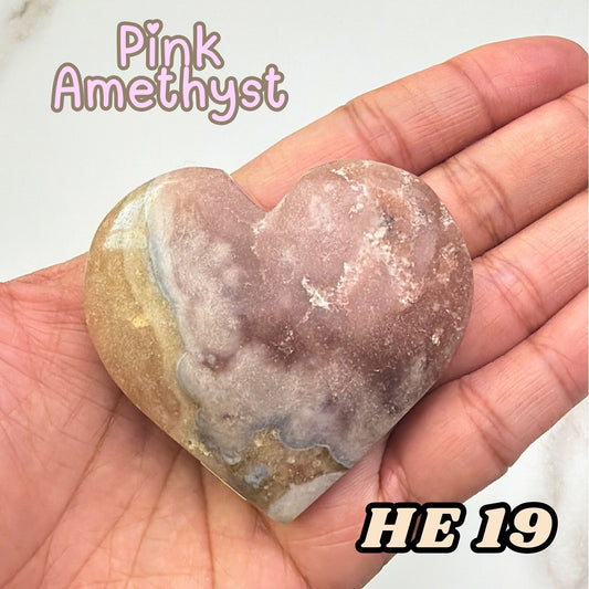 Pink Amethyst Heart Crystal Carving | He19