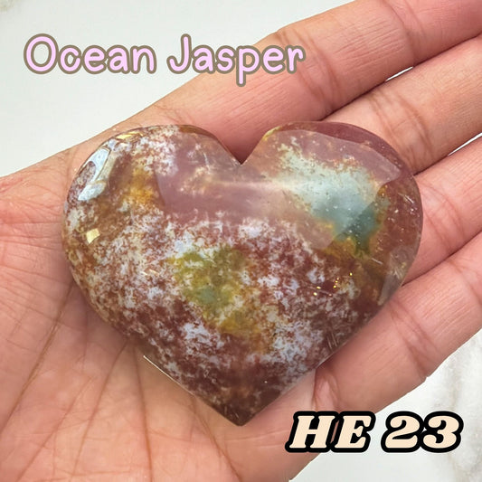 Ocean Jasper Heart Crystal Carving | He23