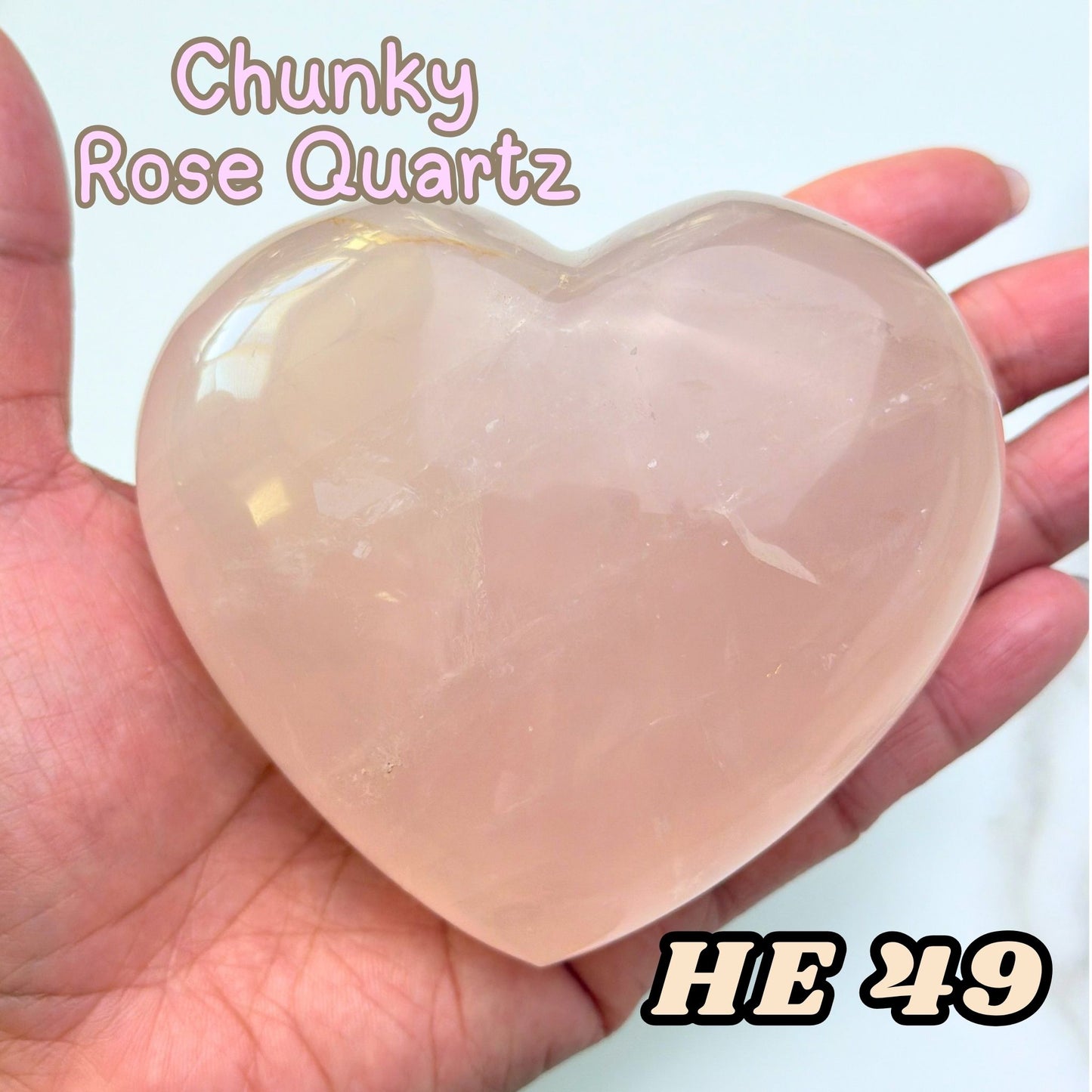 Rose Quartz Heart Crystal Carving | He49