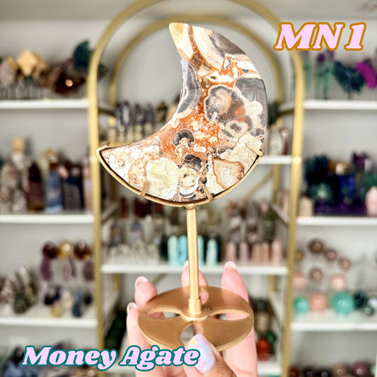 Money Agate Moon on Stand | MN1