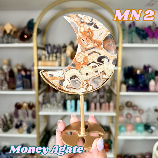 Money Agate Moon on Stand | MN2