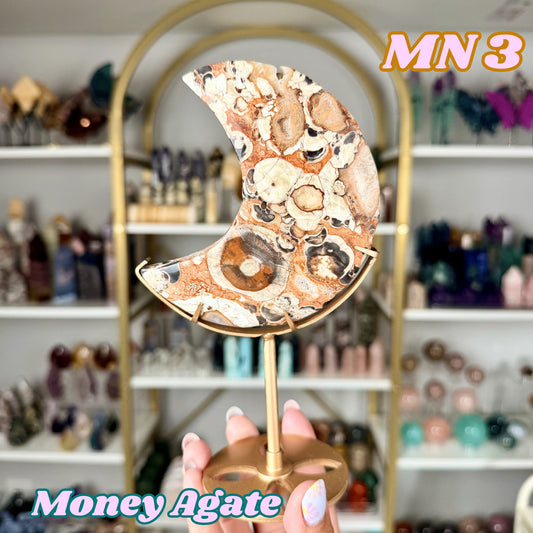 Money Agate Moon on Stand | MN3