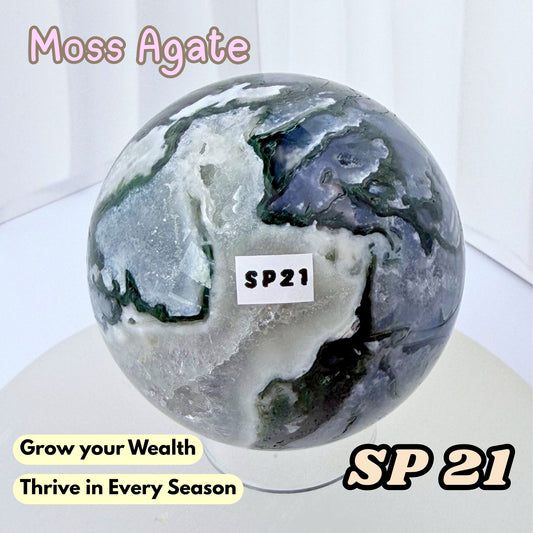 Moss Agate Druzy Sphere | SP21