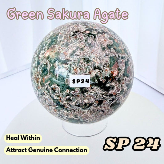 Green Sakura Agate Sphere | SP24