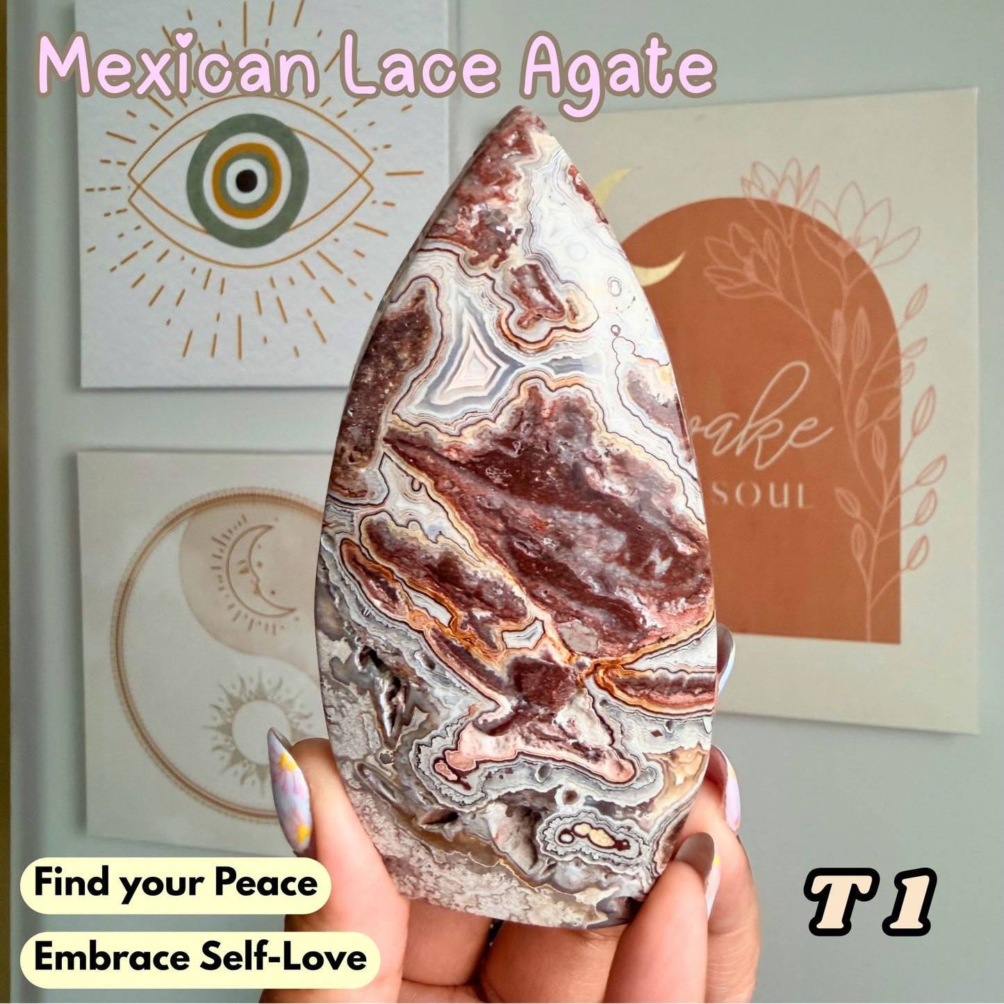 Mexican Lace Agate Flame Freeform | T1