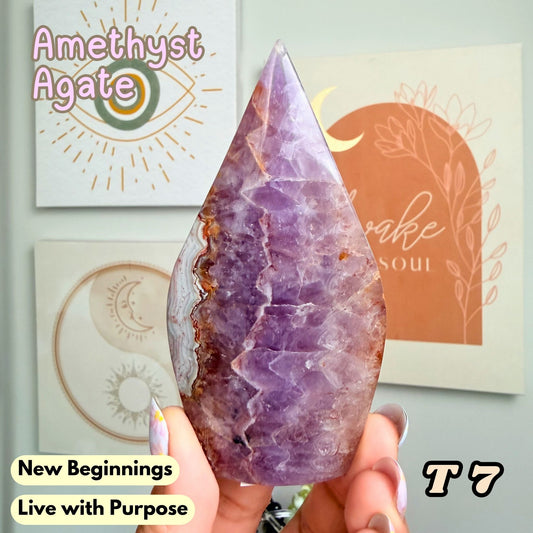 Amethyst Agate Flame Freeform | T7
