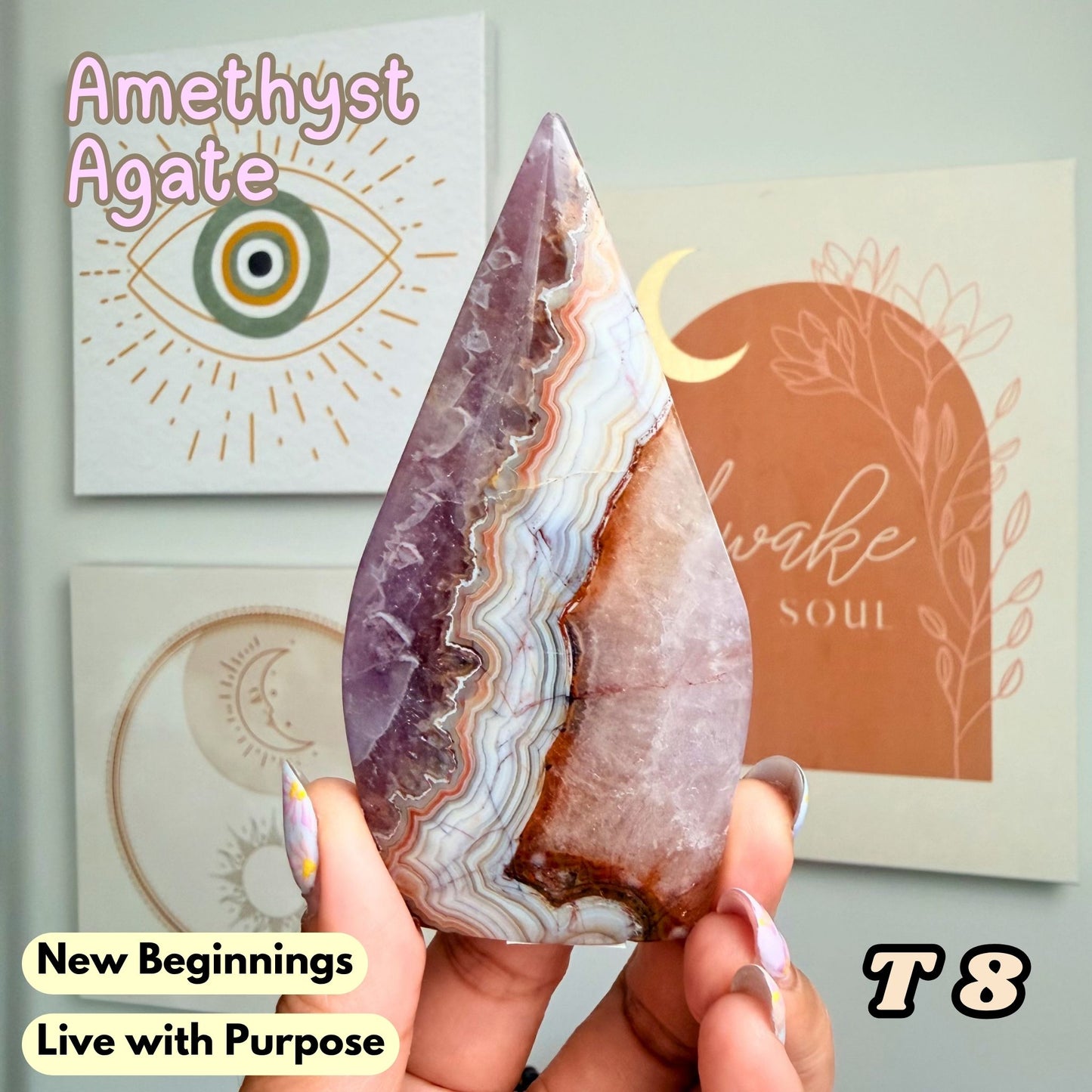 Amethyst Agate Flame Freeform | T8