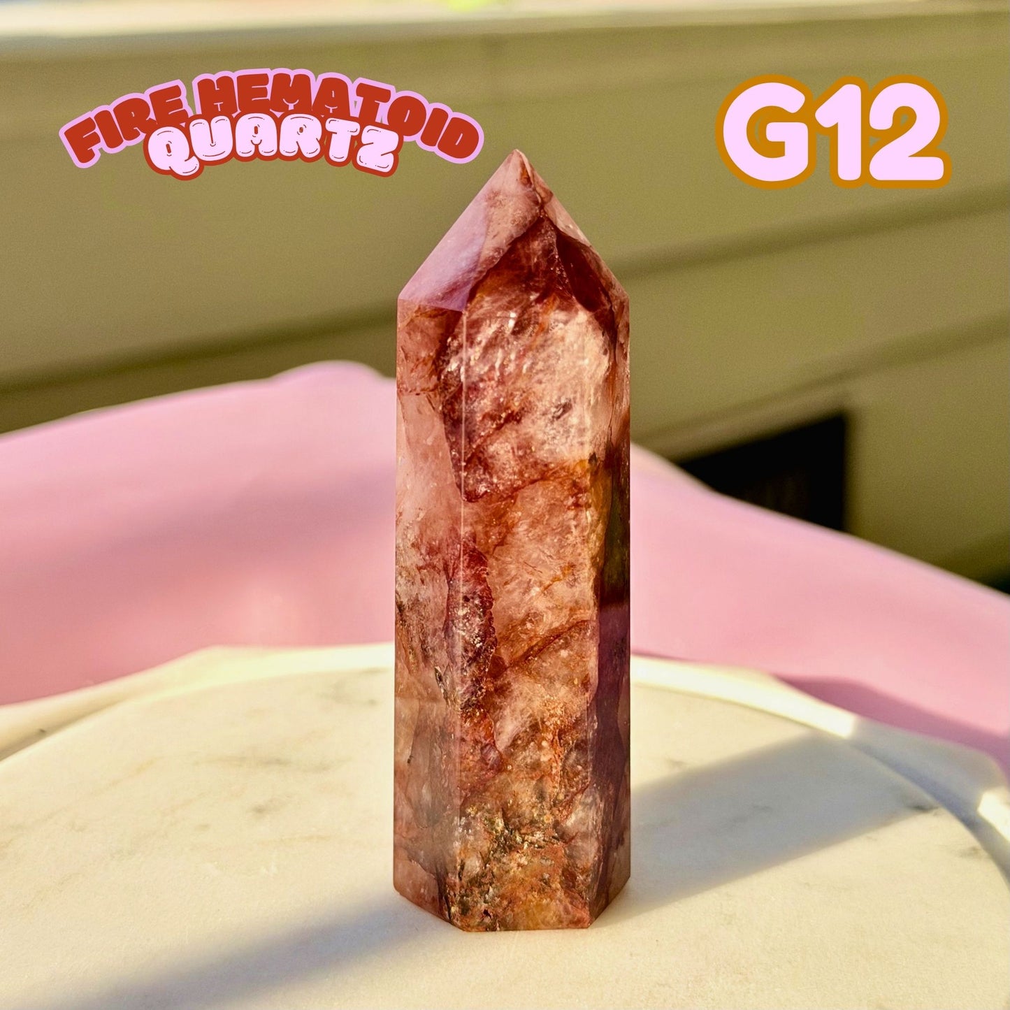 Fire Hematoid Quartz Tower | G12