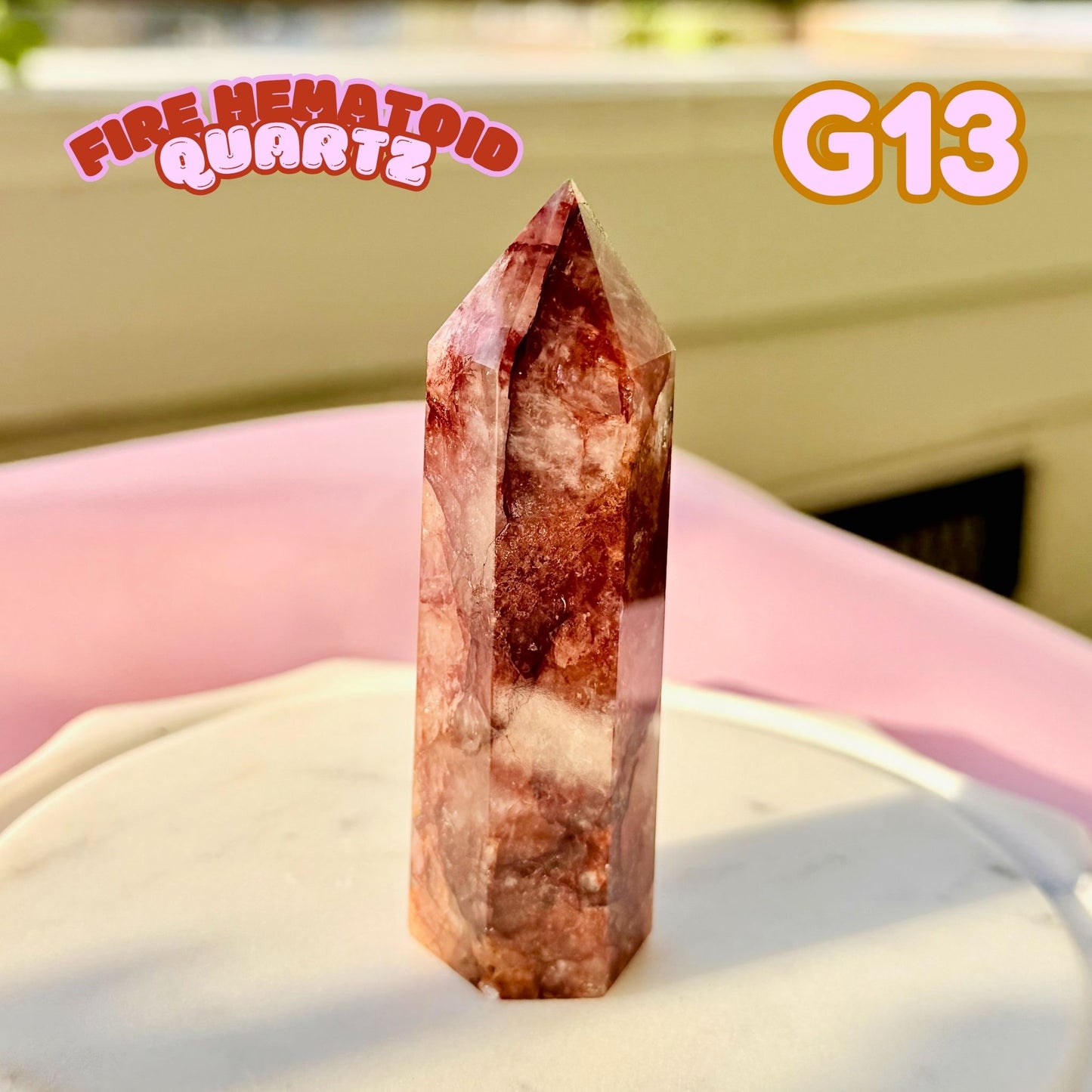 Fire Hematoid Quartz Tower | G13
