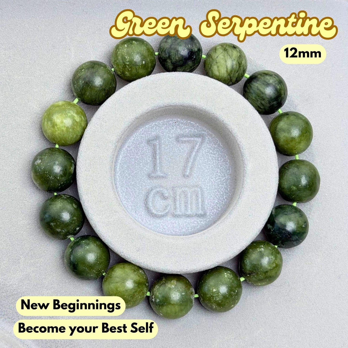 Green Serpentine 12mm Bracelet