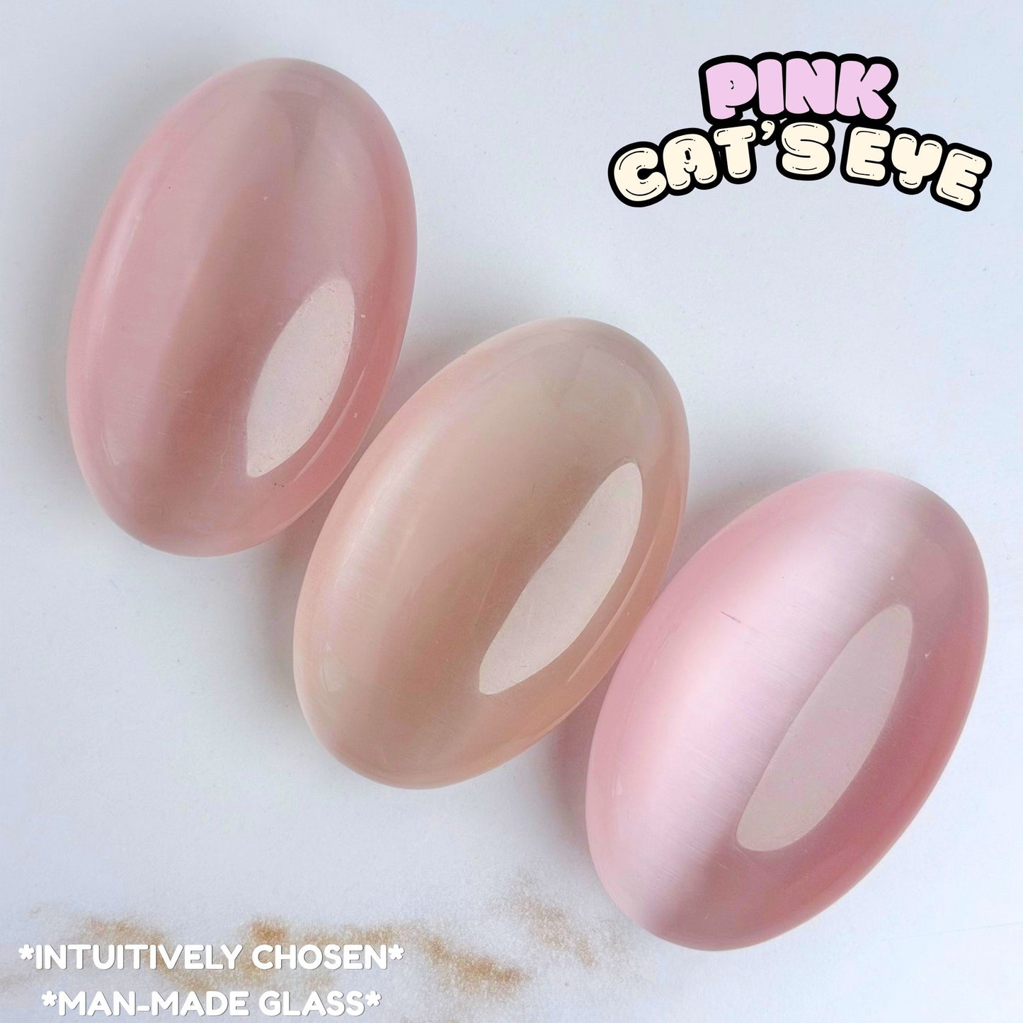 Pink Cat's Eye Palm Stone | Synthetic