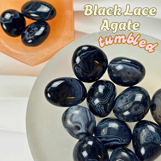 Black Lace Agate Tumbled Stone
