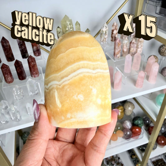 Yellow Banded Calcite Polished Freeform | X015