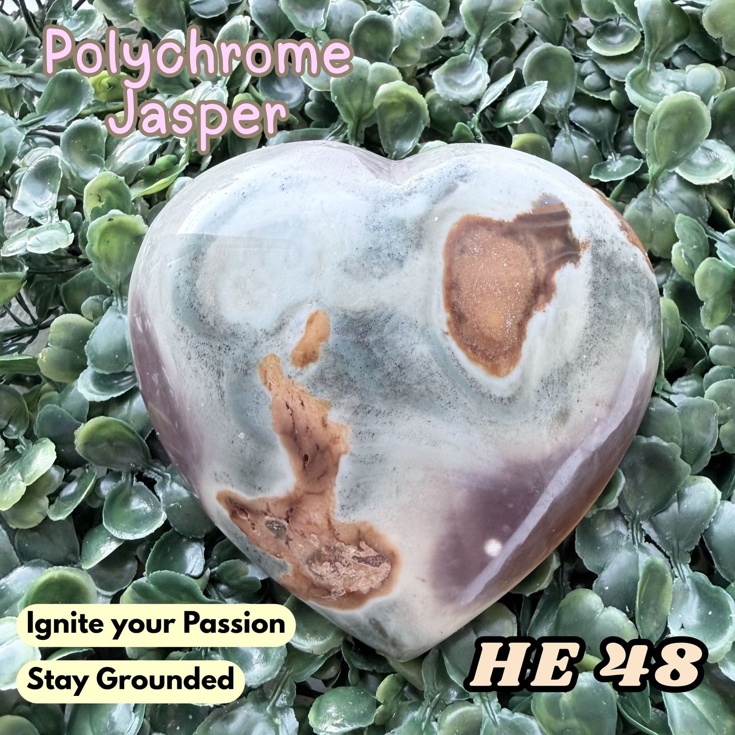 Polychrome Jasper Heart Crystal Carving | He 48