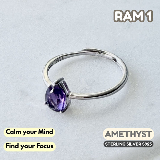Amethyst Ring on Sterling Silver S925 | RAM1