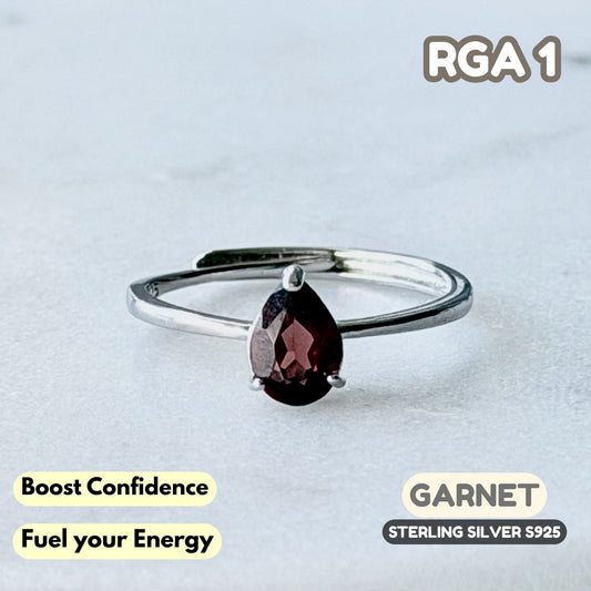 Garnet Ring on Sterling Silver S925 | RGA1