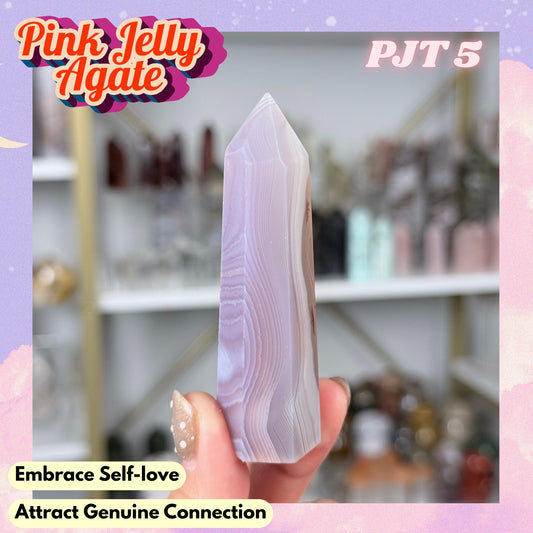 Pink Jelly Agate Tower (Color-Enhanced Crystal) | PJT5