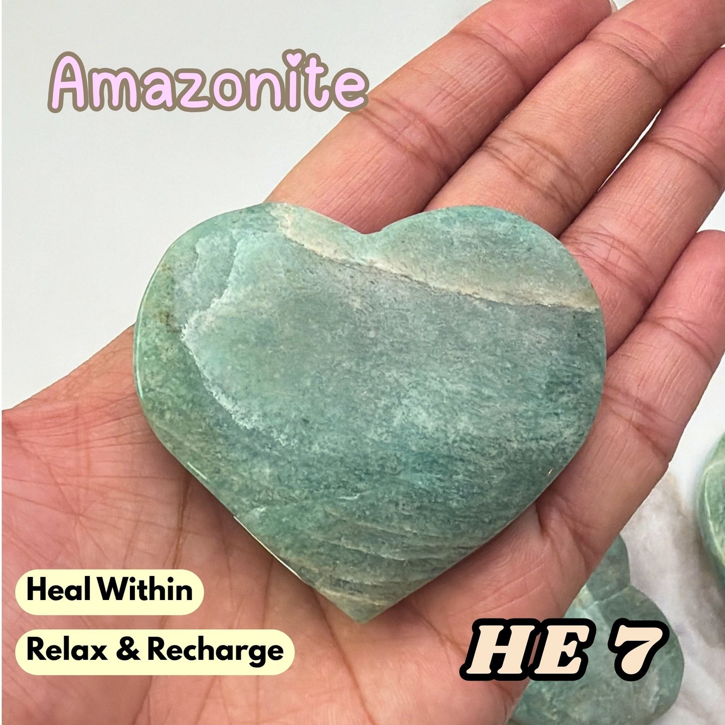 Amazonite Heart Crystal Carving | He7