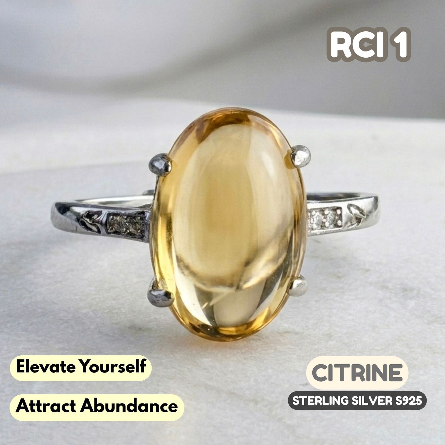 Citrine Ring on Sterling Silver S925 | RCI1