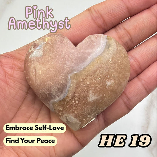 Pink Amethyst Heart Crystal Carving | He19