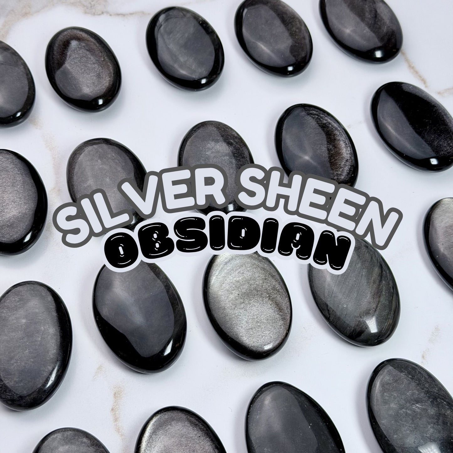 Silver Sheen Obsidian Palm Stone | Intuitively Chosen