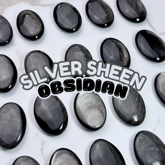 Silver Sheen Obsidian Palm Stone | Intuitively Chosen