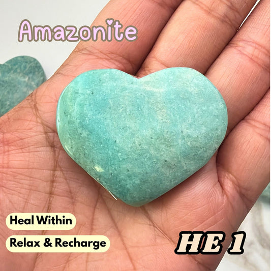 Amazonite Heart Crystal Carving | He1
