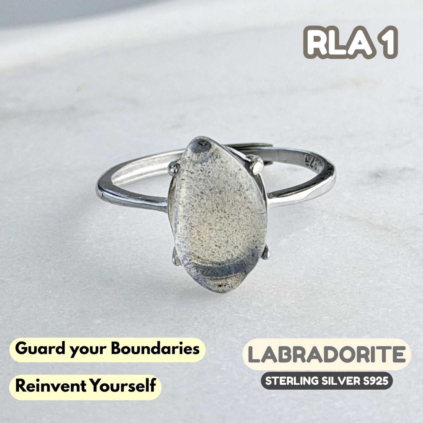 Labradorite Ring on Sterling Silver S925 | RLA1