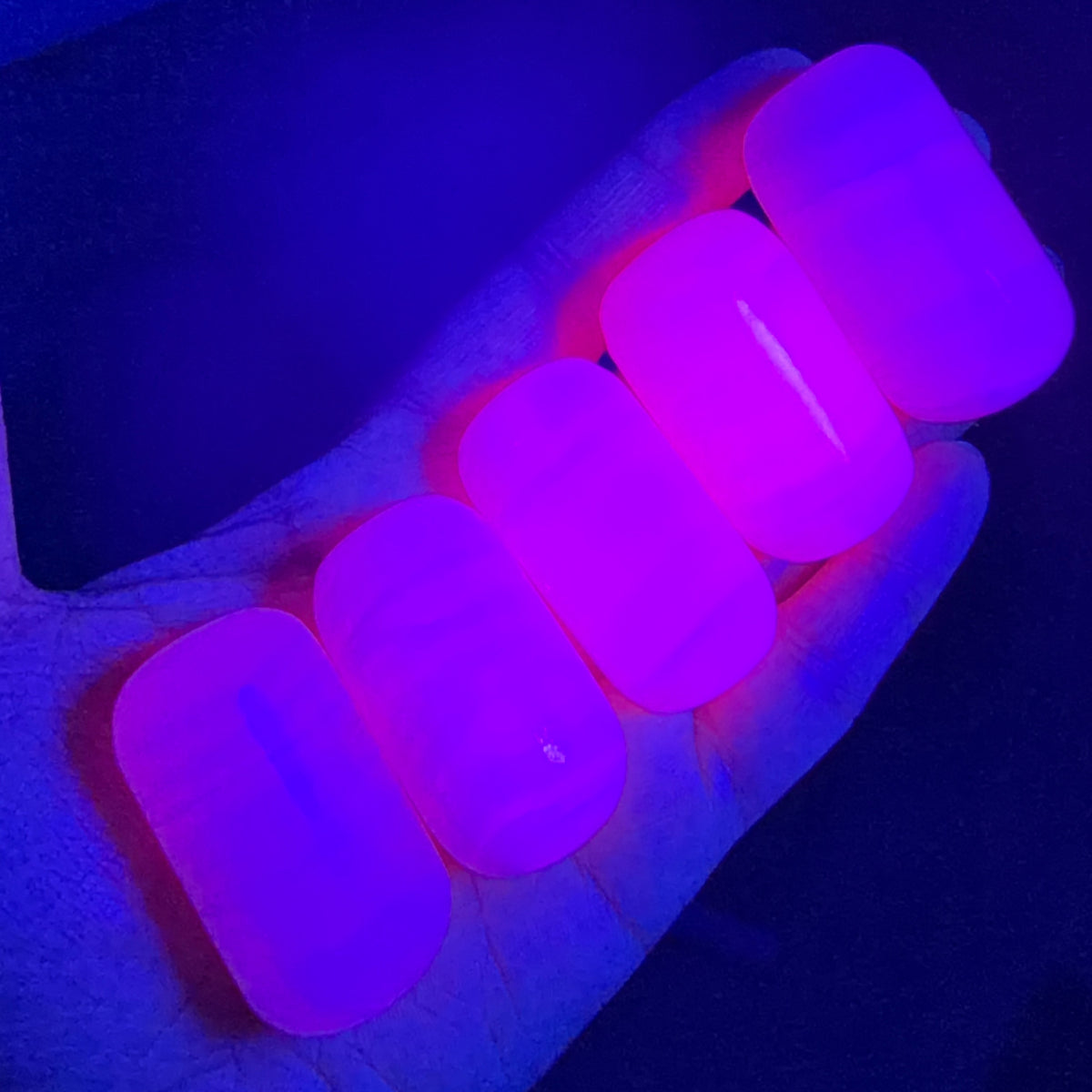 Pink Mangano Calcite Capsule UV-reactive | XL Tumbles | Intuitively Chosen