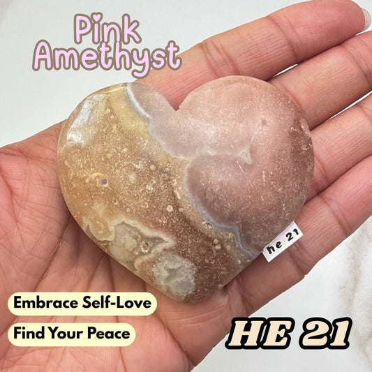 Pink Amethyst Heart Crystal Carving | He21