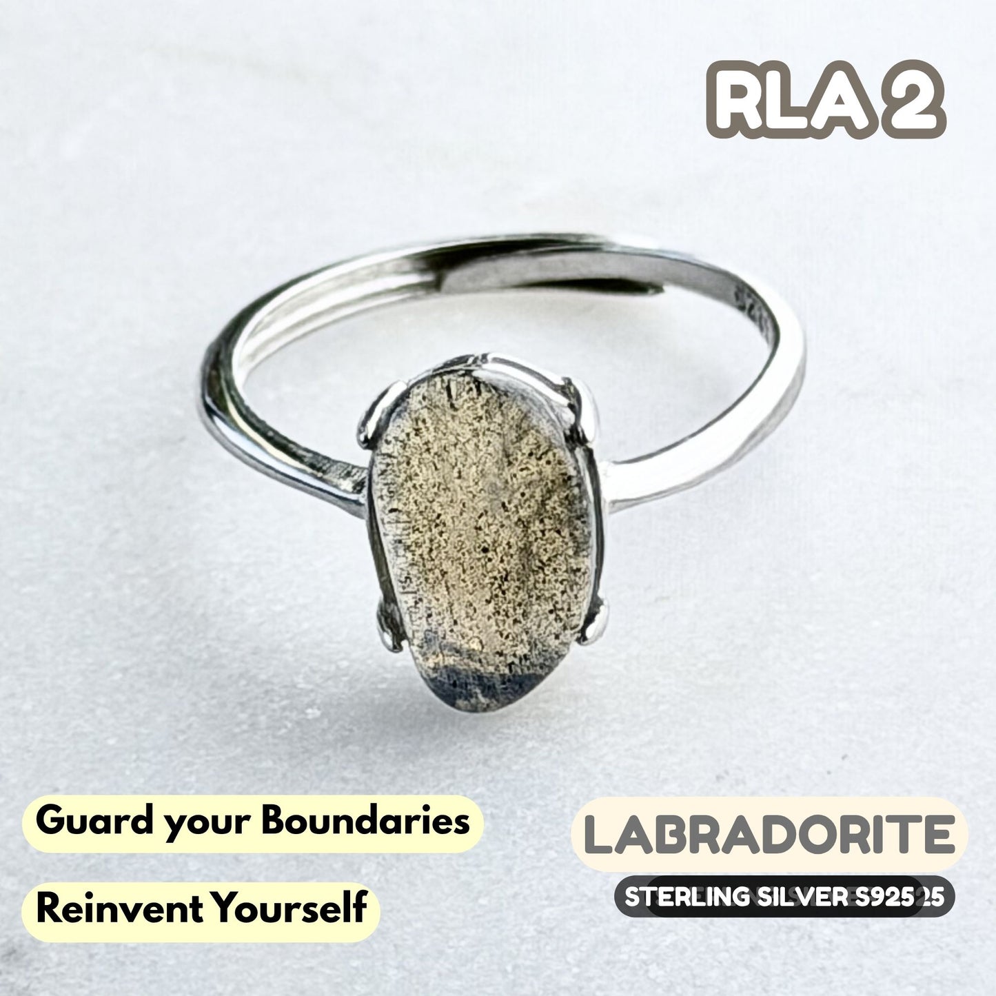 Labradorite Ring on Sterling Silver S925 | RLA2