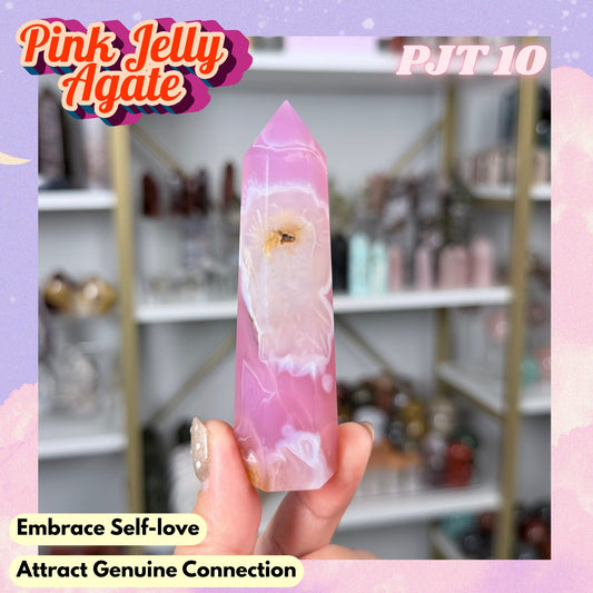 Pink Jelly Agate Tower (Color-Enhanced Crystal) | PJT10