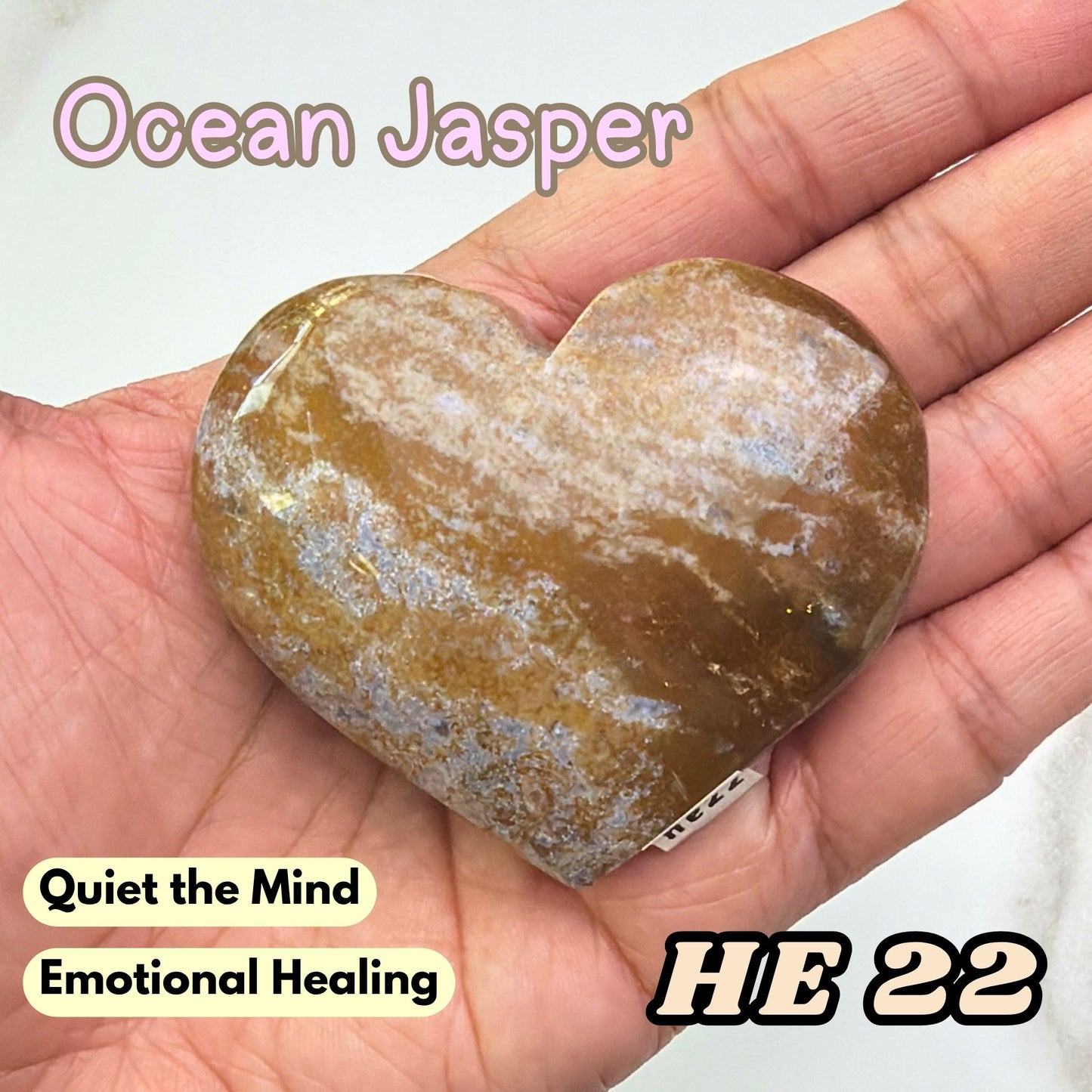 Ocean Jasper Heart Crystal Carving | He22