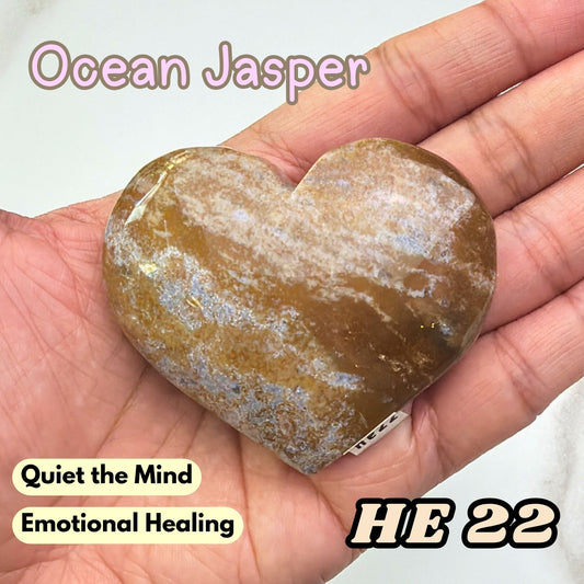 Ocean Jasper Heart Crystal Carving | He22