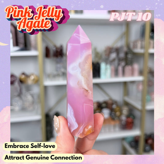 Pink Jelly Agate Tower (Color-Enhanced Crystal) | PJT10