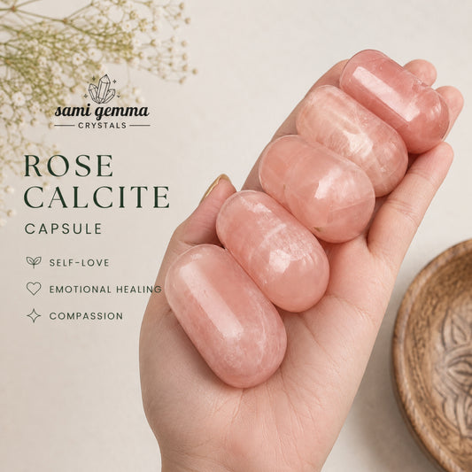 Rose Calcite Capsule | XL Tumbles | Intuitively Chosen